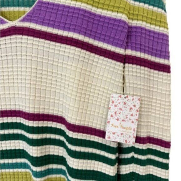 NWT Free People | Gidget Ivory & Striped Thermal Sweater Dress Size Medium - Picture 11 of 11